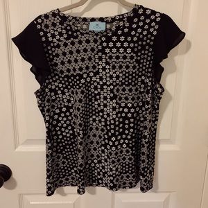 nordstrom cece black white floral print top
